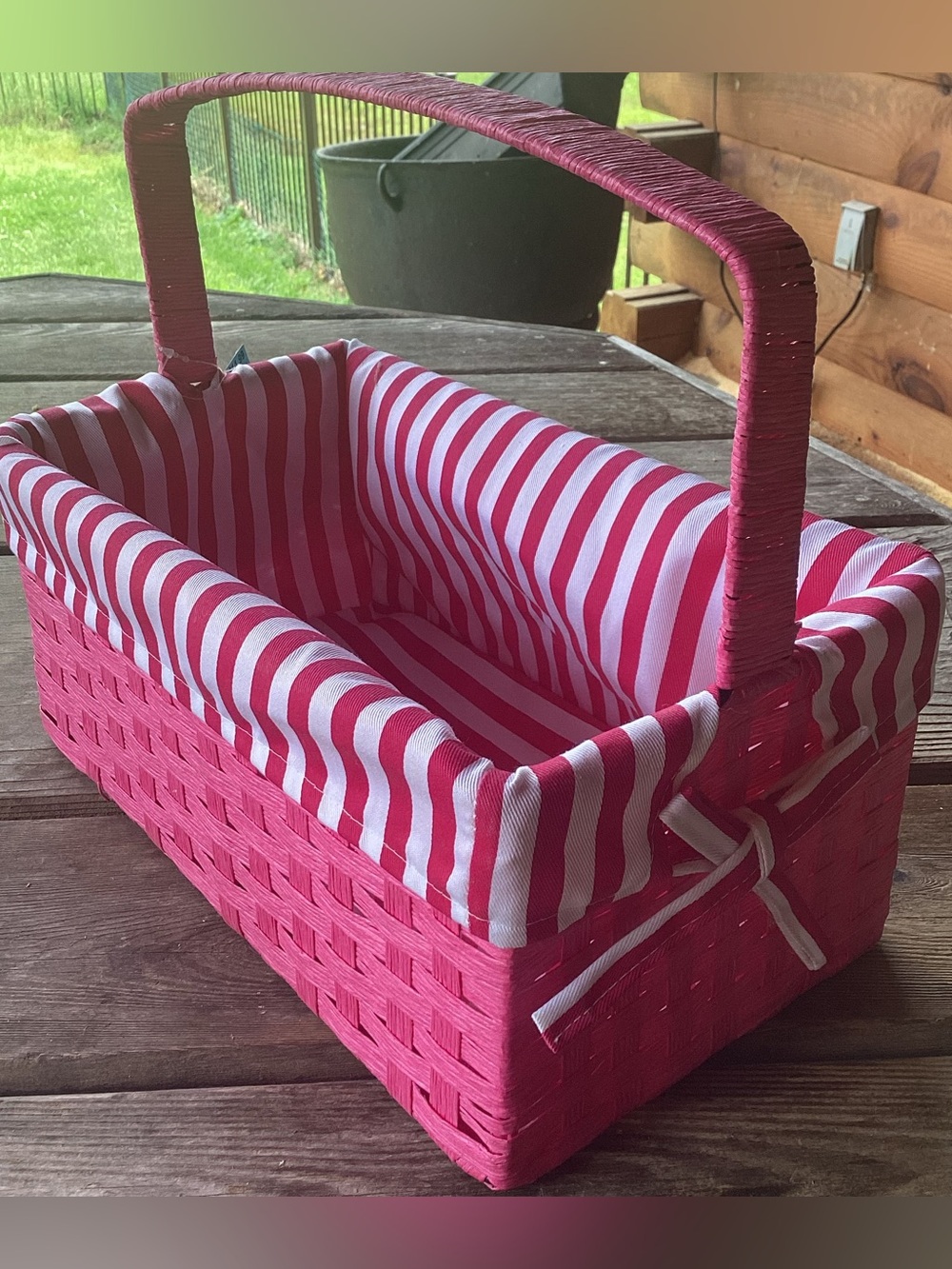 Ashland Sun Kiss Basket in Pink and White Stripes